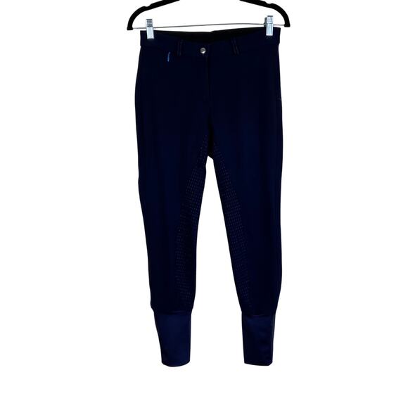 HR FARM Women’s Sz 28 Full Seat Silicone Grip Breeches Horse Riding Pants Navy - Picture 4 of 16